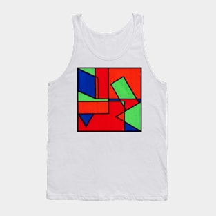 Green Red Blue Orange Geometric Abstract Acrylic Painting Tank Top